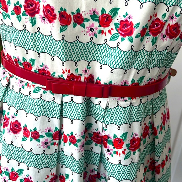Joanie Clothing Red Rose Teal Dress - Picture 3 of 6